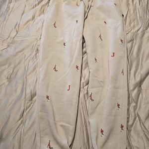 Jordan Cream Sweatpants with Red Accents